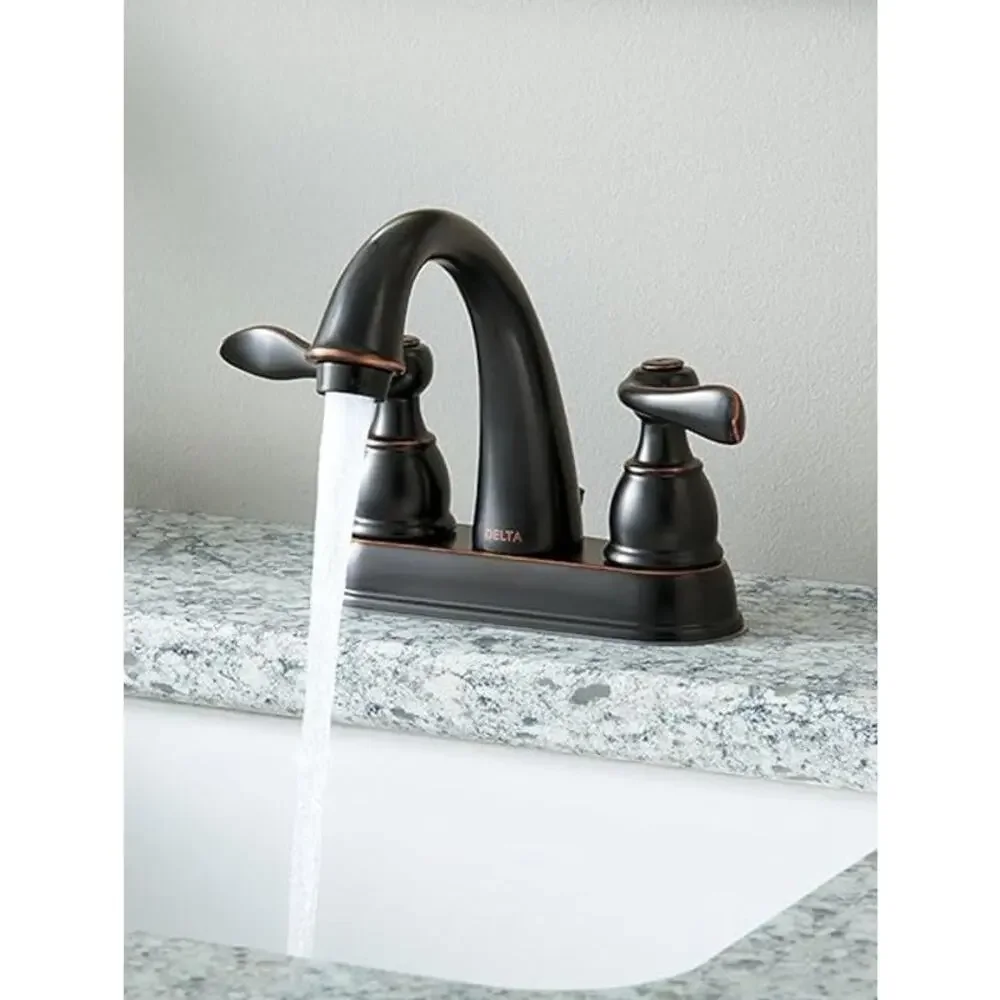 Windemere Centerset Oil Rubbed Bronze Bathroom Faucet, 4 Inch 3 Hole Bathroom